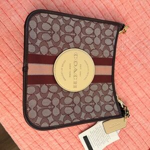 Coach Maroon and Beige Signature Bag